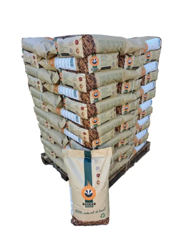 Granulés de bois BADGER – Palette de 65 sacs de 15 kg